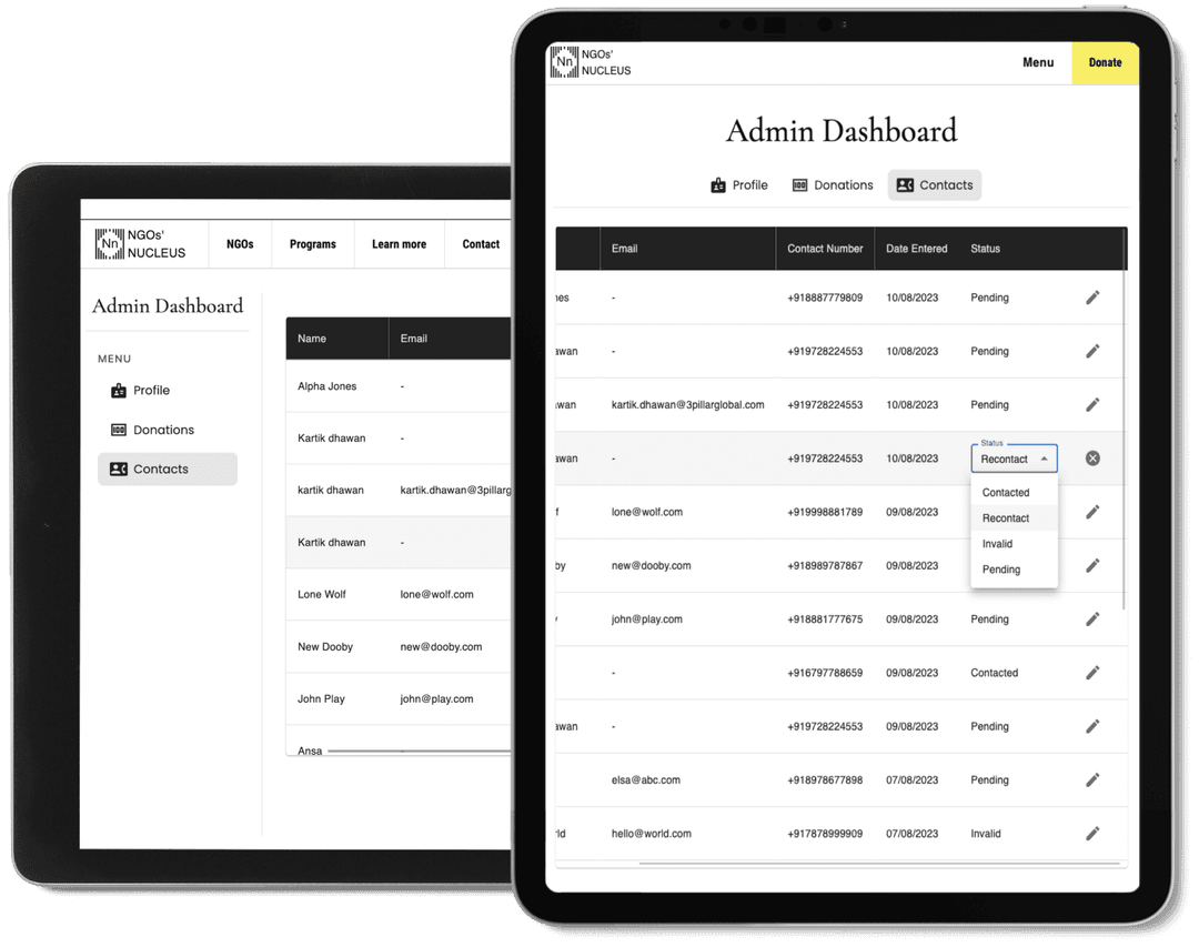 Responsive designs enhancing UX & accessibility for admin to support.